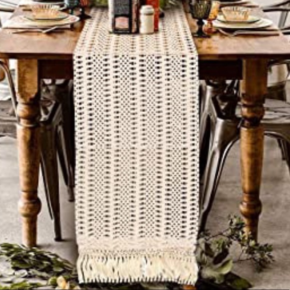 - Macrame Bohemian farmhouse rustic Table Ru… - Picture 2 of 6